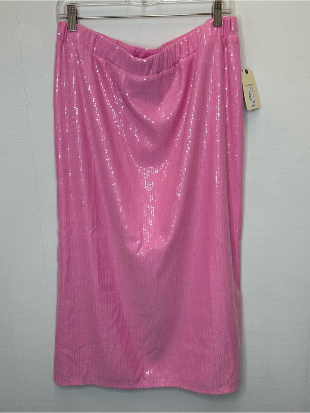 Womens Size L Pink Sequin Skirt Sparkly Pull On Elastic Waist Party Holiday Glam